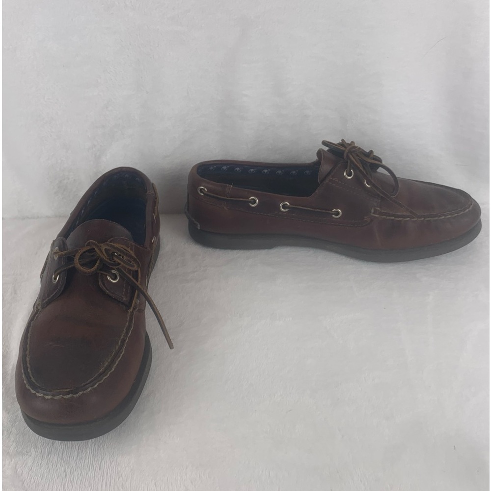 Timberland Brown Leather Men's Boat‎ Shoes 10.5 Nautical classic 2 hole